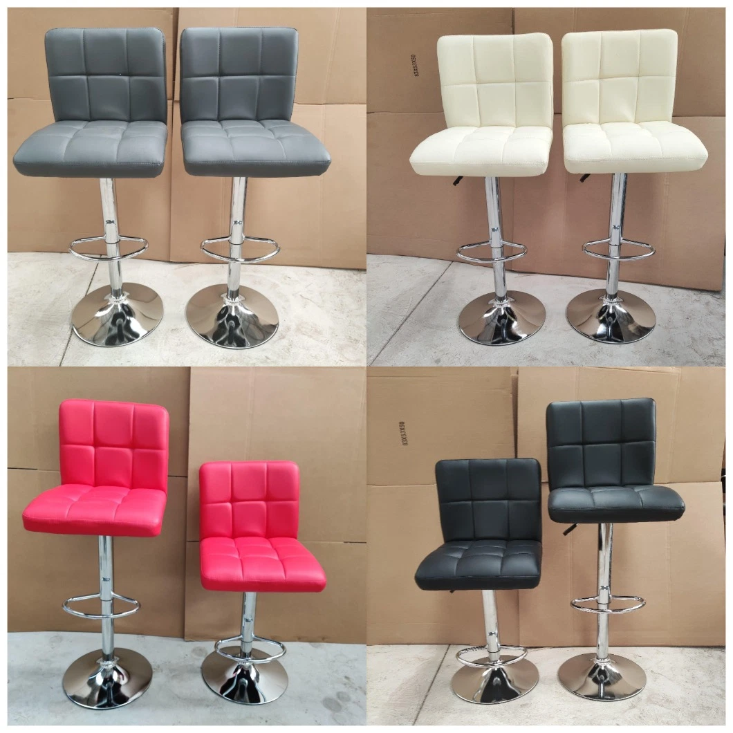 Modern Design Soft PU Leather Swivel Adjustable Height Footrest Bar Stool Chair