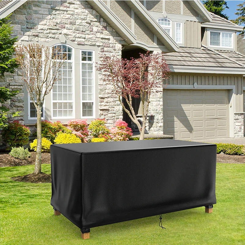 Waterproof Black Rectangular Outdoor Terrace Table Cover 162.6X 114.3X 71.1cm for Picnic Coffee Sofas Furniture Accessories