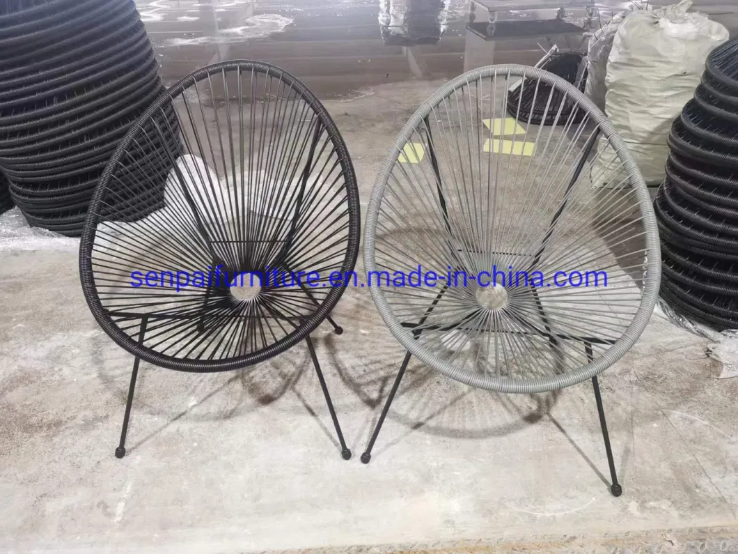 Indoor Outdoor Oval Weave Lounge Patio Papasan Chair Wicker Sun Chair Bistro Set Rattan Acapulco Chair
