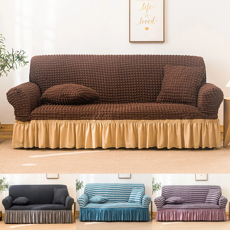 High Quality Polyester Stretchable Sofa Cover Fabric, 3 Seater Protective Skirt Slipcover Sofa Cover