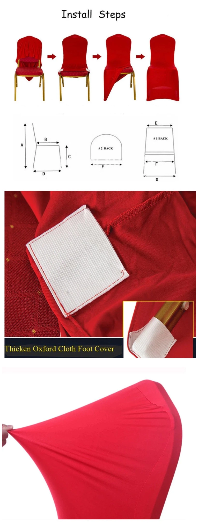 Guangzhou Foshan Matched Stretch Banquet Chair Covers Red Rectangular Stretch Table Cloth for Yrf
