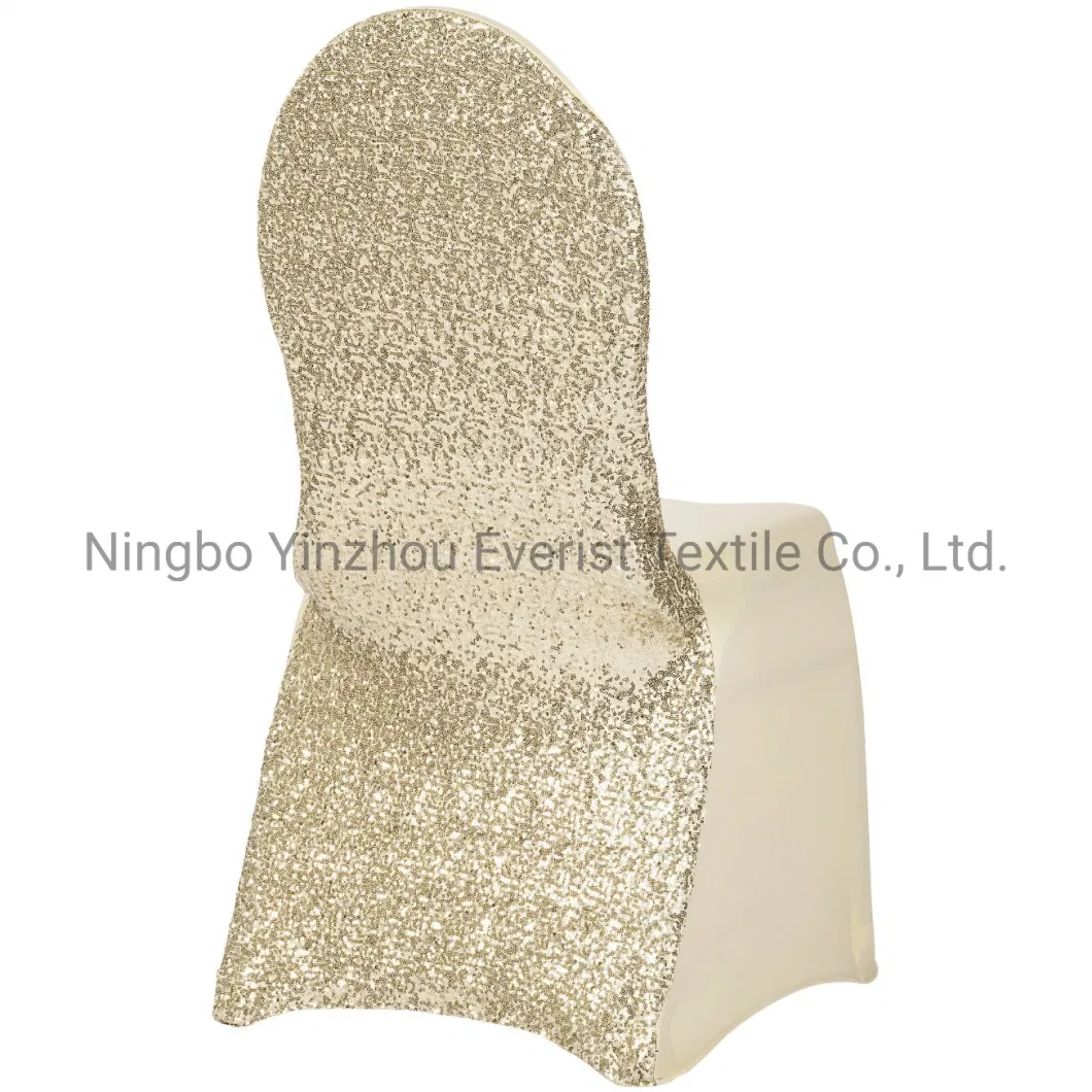 Glitz Sequin Stretch Spandex Chair Cover for Banquet and Wedding-Champagne-Cu