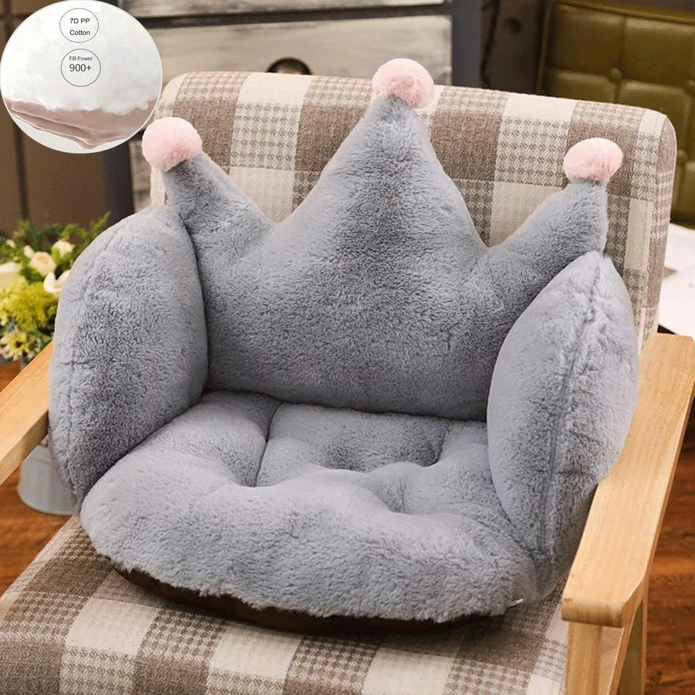 Artbeck Chair Cushion Plush Faux Rabbit Fur Crown Desk Chair Cushion