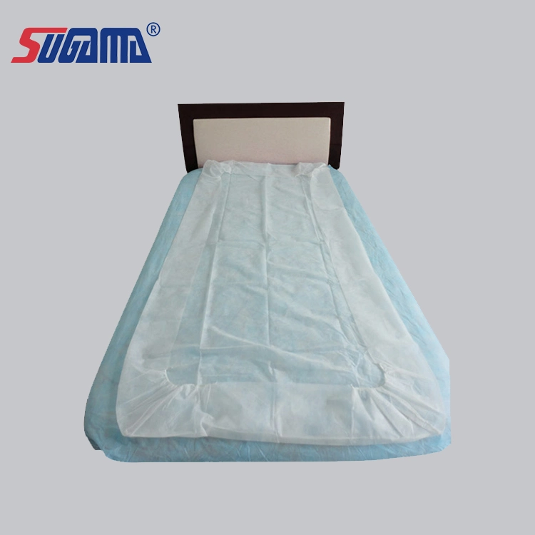 White and Blue Disposable Elastic Fitted Bed Sheets Cover for Massage Table Facial Chair SPA