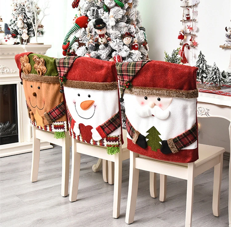 Hot Selling Christmas Decoration Chair Cover Home Furniture Decorative Ornaments Party Furnishings Xmas Chair Slipcover