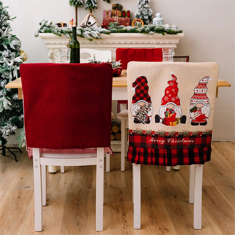 Christmas Pattern Dining Chair Slipcover Cloth Sleeve Chair Back Cover Protector for Home Dining Room - DOT