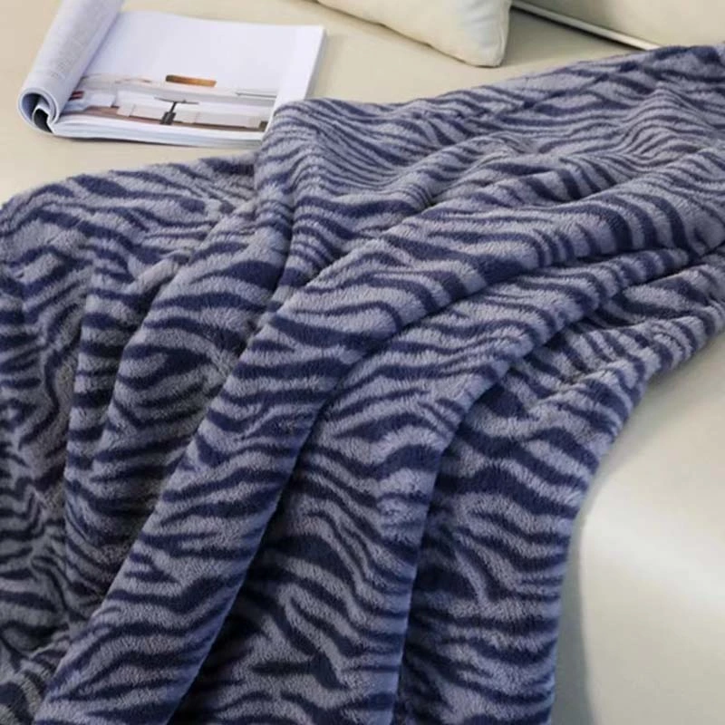 Zebra Print Fake Rabbit Fur Blanket of Throw Hoodie Bedding