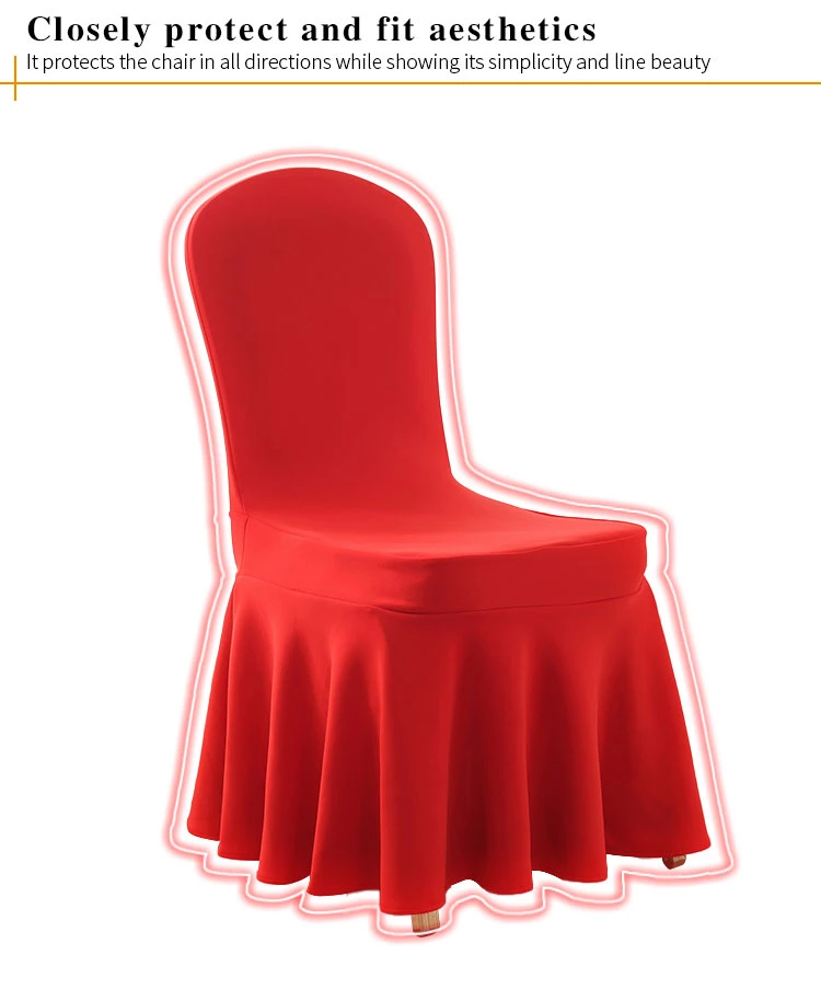 Hot Selling Ruffled Slipcover Spandex Chair Cover Banquet Wedding Decoration Stretch Multi-Colors Spandex Chair Cover