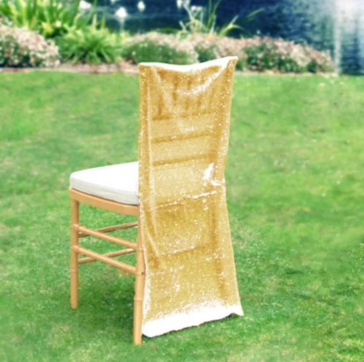 Wholesale Hote Sale Luxury Glitz Chair Mesh for Wedding Sequin Chair Cover