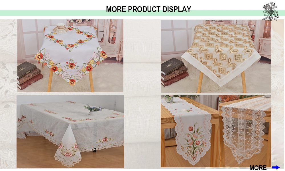 100% Polyester Luxury Lace Tablecloth Rectangular Jacquard Dining Wedding Party Tablecloths and Chair Cover Sets