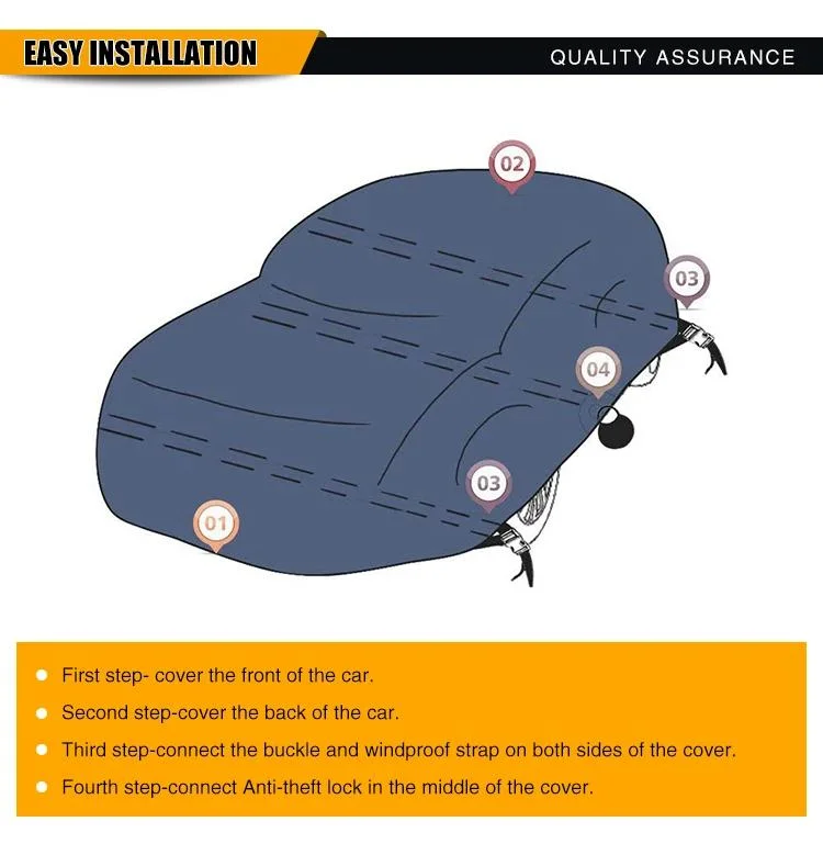Outdoor Parking Blue Polyester Car Cover Anti-UV, for Outdoor Use