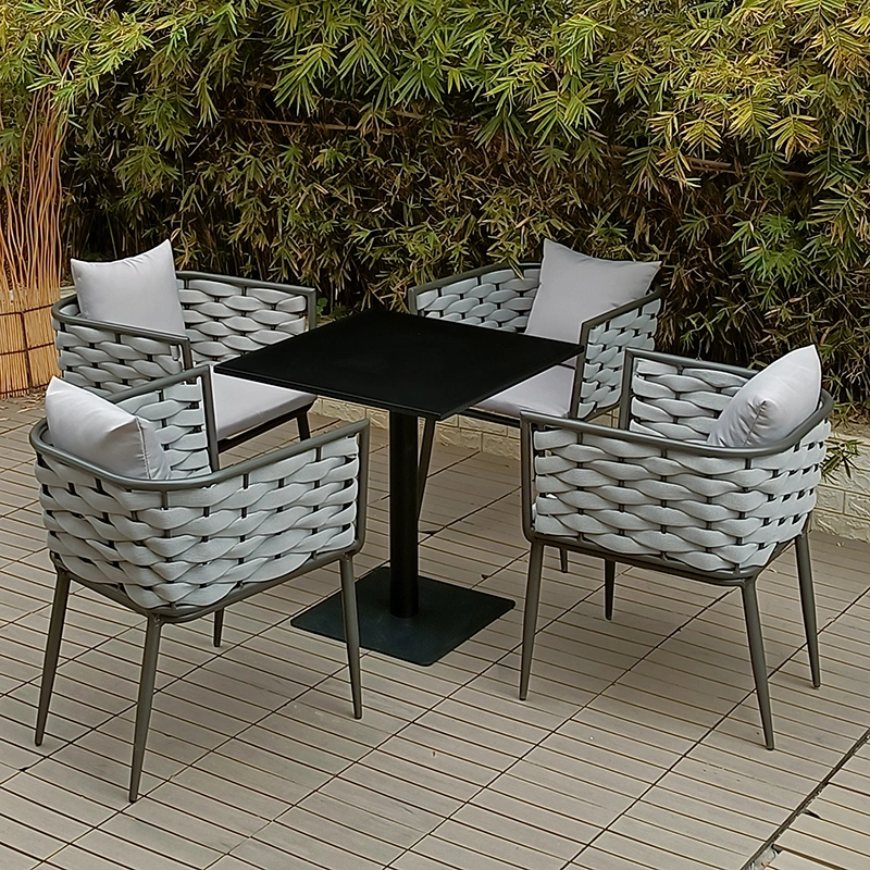 Modern Patio Furniture Hotel Restaurant Stackable Commercial Designer Washable Aluminium Restaurant Dining Garden Outdoor Rope Chair