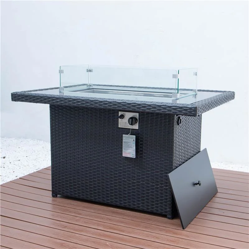 Rectangle Outdoor Fire Pit Table Gas Rattan Fireplace Fire Pit Table Setpopular