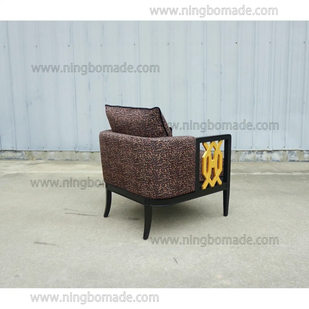 Contemporary Design Model Furniture Black and Golden Birch with Velvet Fabric-C Arm Sofa Chair