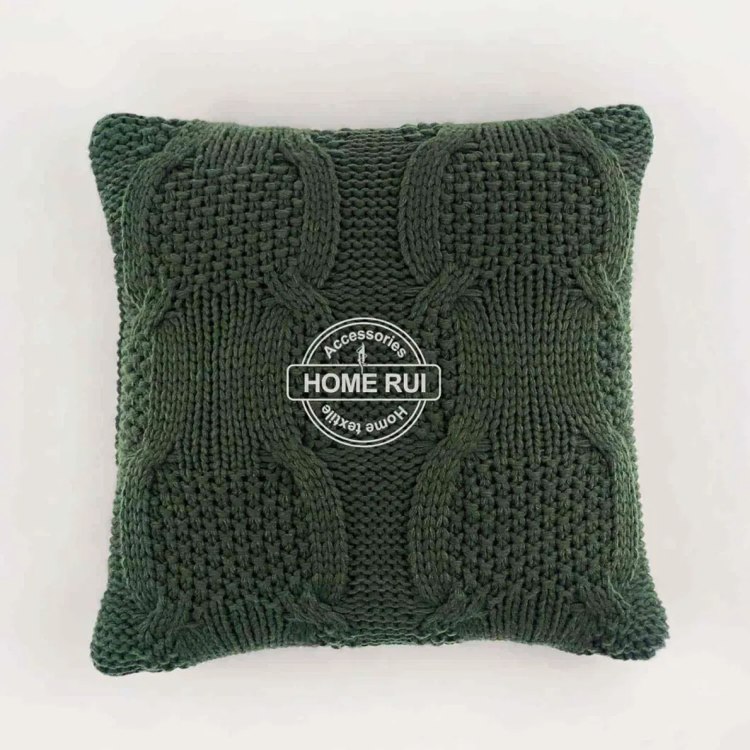 Olive Cable Knit Decorative Throw Pillow Cover Sweater Square Warm Cushion Cover for Couch Bed Home Living Room Sofa Couch Accent Decor Cushion