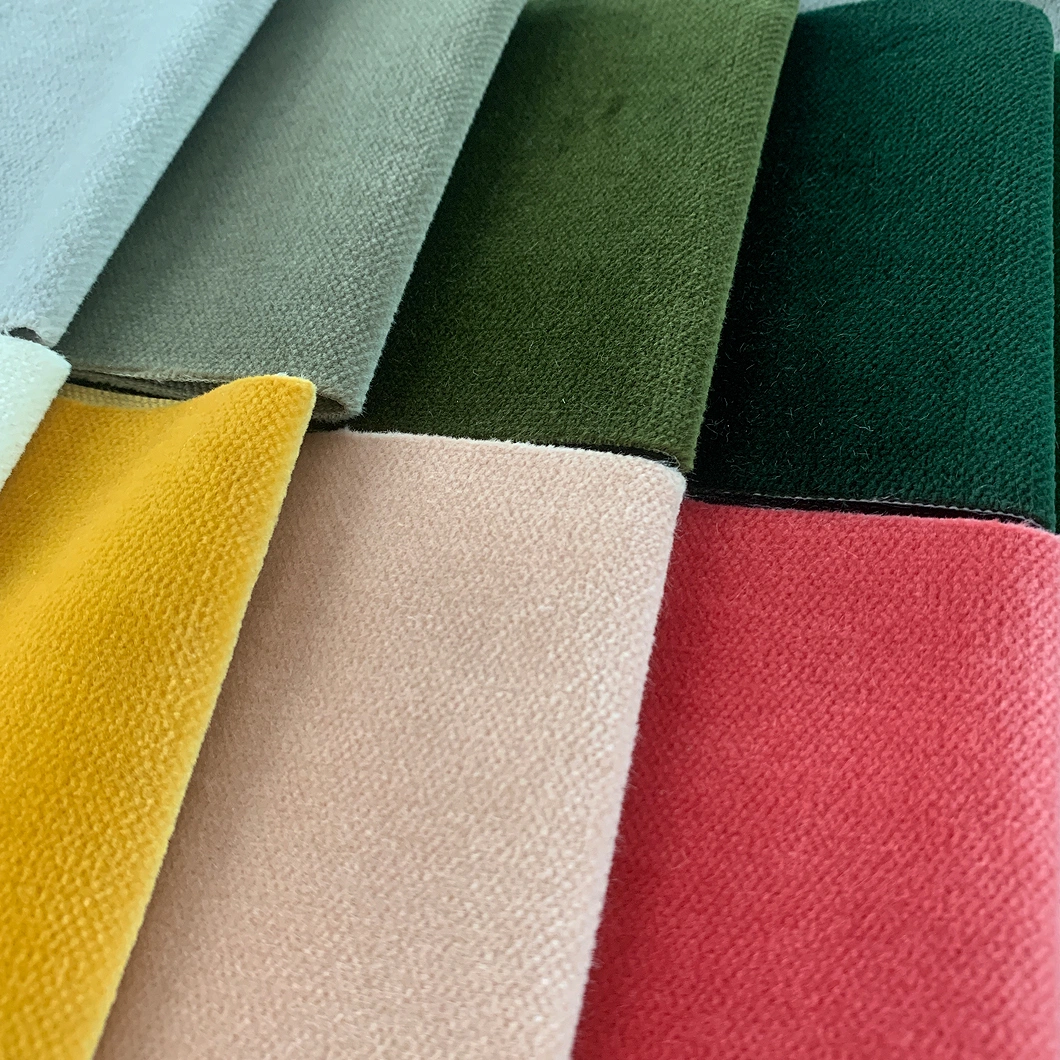 Soft Upholstery Polyester Sofa Woven Plain Velvet Cotton Fabric for Furniture Textile
