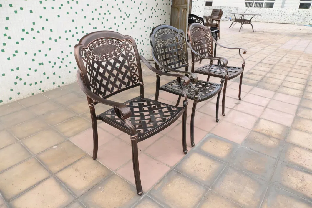 Patio Outdoor Furniture Cast Aluminum Chairs and Dining Chair Covers for Dining Table Garden Metal