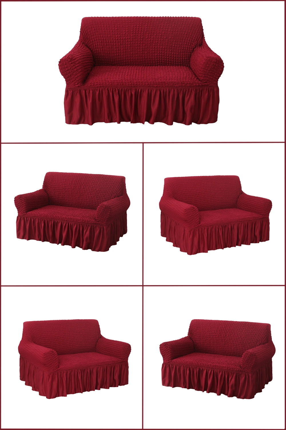 Custom Cheap Stretch Slipcover High Elastic Seersucker Sofa Cover