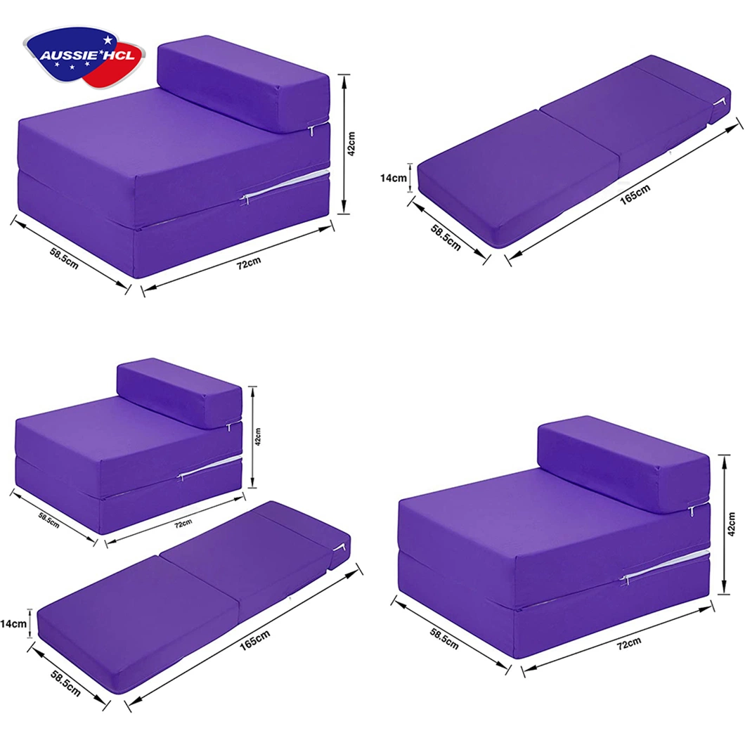 Wholesale Purple Sofa Bed Futon Chair Bed Mattress Inspire Fold out Single Guest Z Bed Chair Folding Mattress in a Box