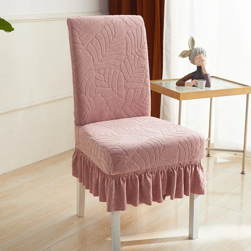 Hot Selling Solid Color Chair Covers Anti-Slip Dining Chair Stool Seat Cover Set with Ruffles Skirt for Wedding and Home