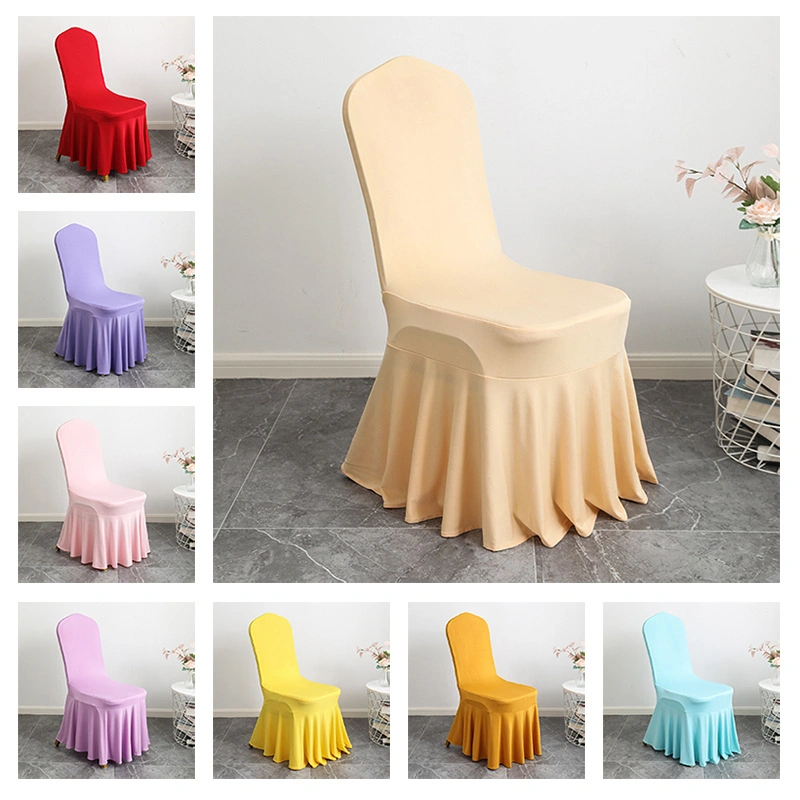Hot Selling Ruffled Slipcover Spandex Chair Cover Banquet Wedding Decoration Stretch Multi-Colors Spandex Chair Cover