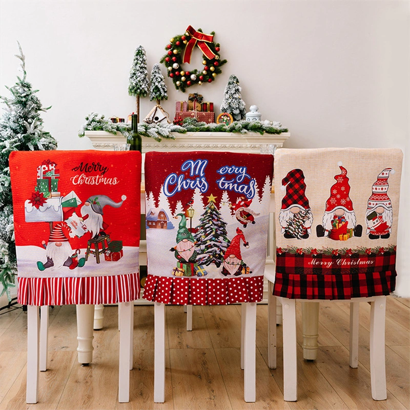Christmas Pattern Dining Chair Slipcover Cloth Sleeve Chair Back Cover Protector for Home Dining Room - DOT