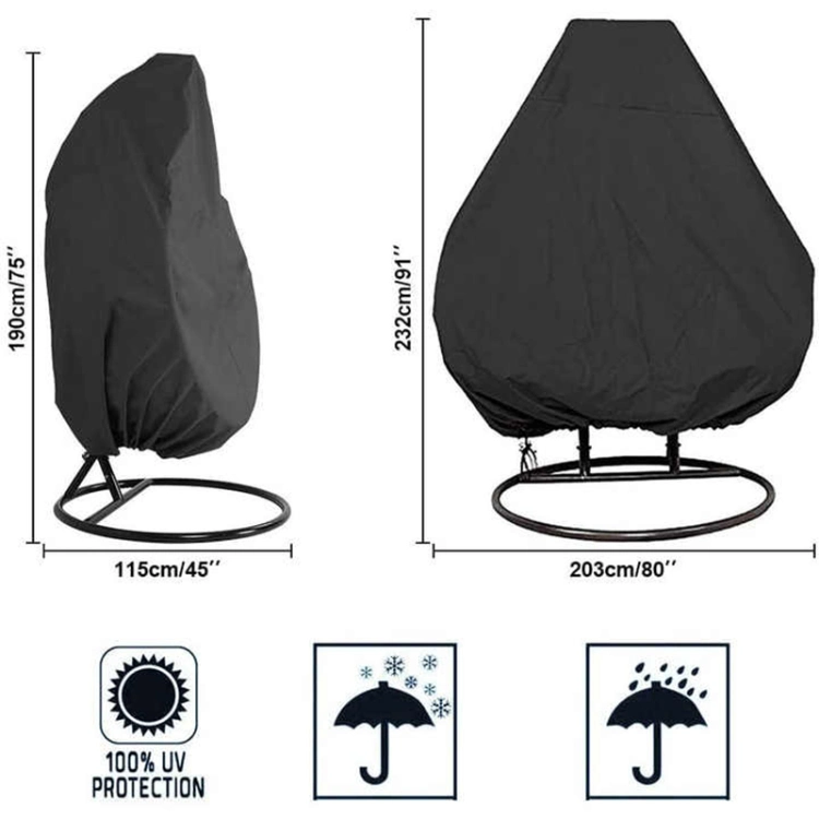 Lightweight Waterproof Patio Chair Cover Egg Swing Chair Dust Cover Outdoor Hanging Egg Protector with Zipper Protective Case