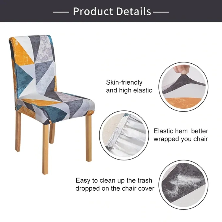 160GSM 3D Printing Pattern Spandex Stretch Chair Seat Cover Cheap Price Elastic Chair Cover for Dining Living Room