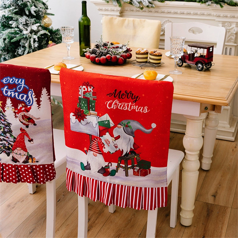 Christmas Pattern Dining Chair Slipcover Cloth Sleeve Chair Back Cover Protector for Home Dining Room - DOT