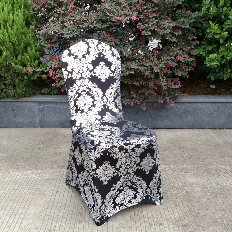 Metallic Gold Printed Full Cover Wedding Decorative Spandex Chair Cover