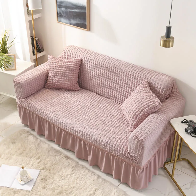 Living Room Woven Polyester Bubble Lattice High Elastic 3 Set Sofa Armrest Cover Wholesale with Drop