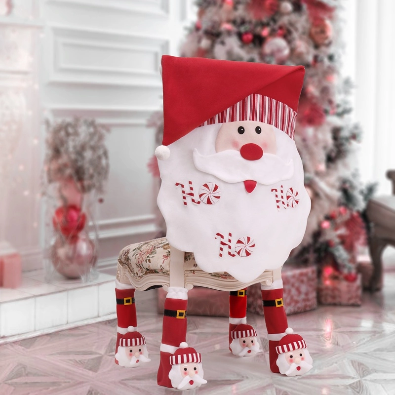 Christmas Decorations Red White Santa Decorative Cushion Seat Stretch Chair Covers