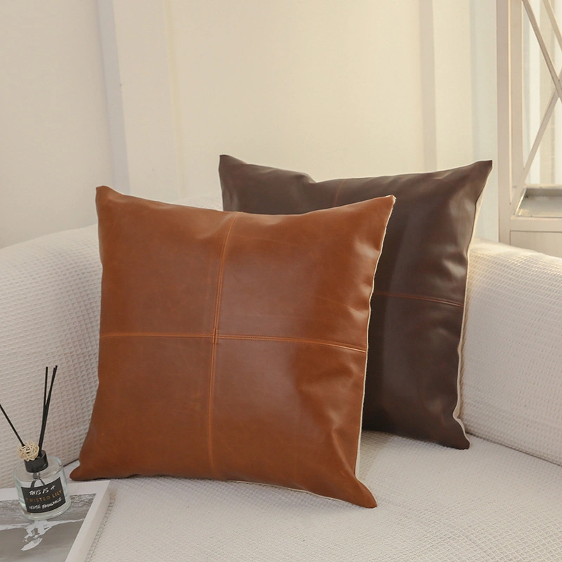 Faux Leather Decorative Moder Pillow Covers for Couch Sofa Bed