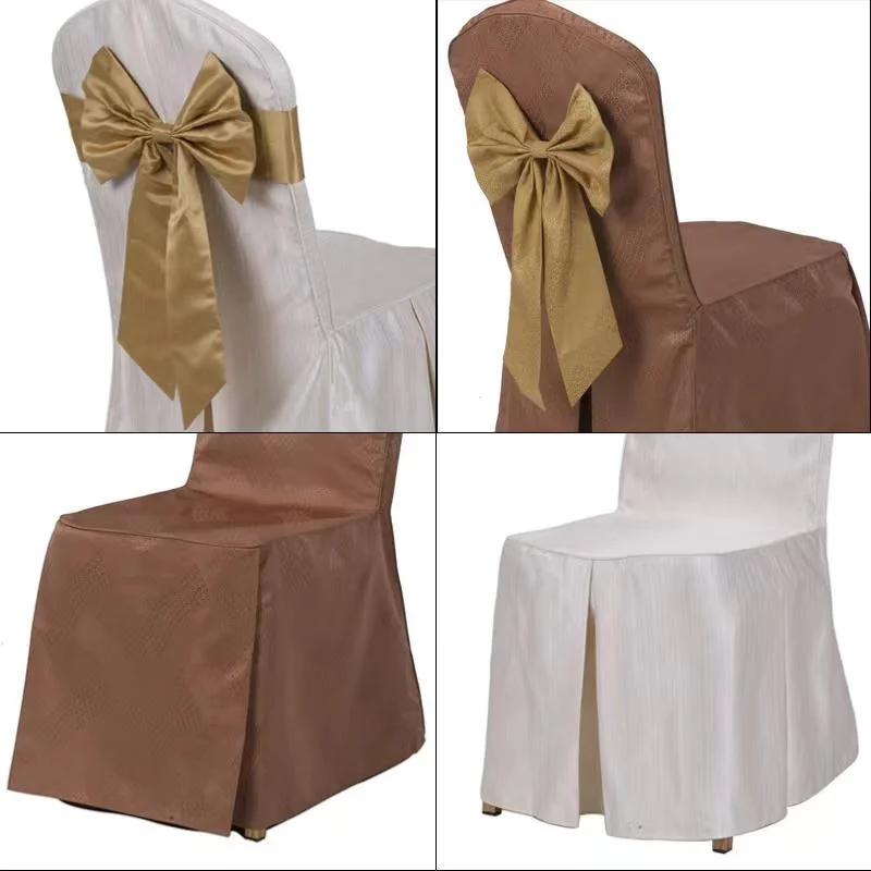 Wholesale Fitted Chair Covers for Dining Room with Bow Ribbon High Quality Home Decorative Chair Slipcovers