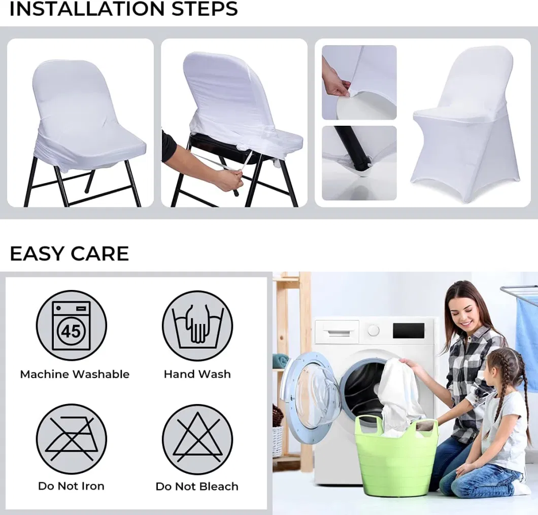 Universal Stretch Washable Fitted Chair Slipcovers Protector for Wedding