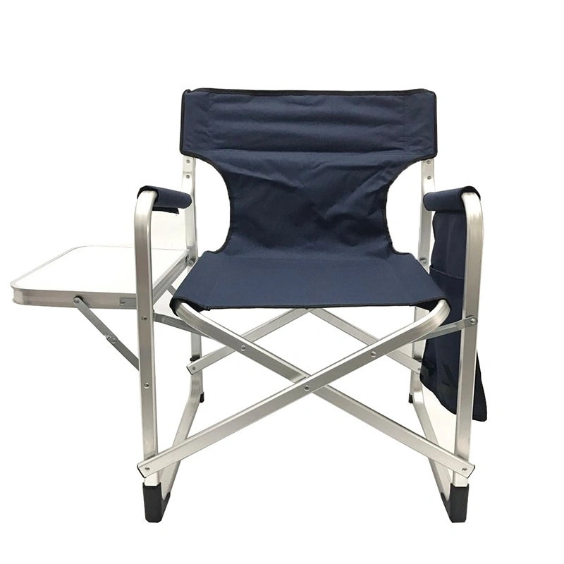 Heavy Duty Lightweight Aluminum Canvas Folding Camping Director&prime;s Chair with Side Table