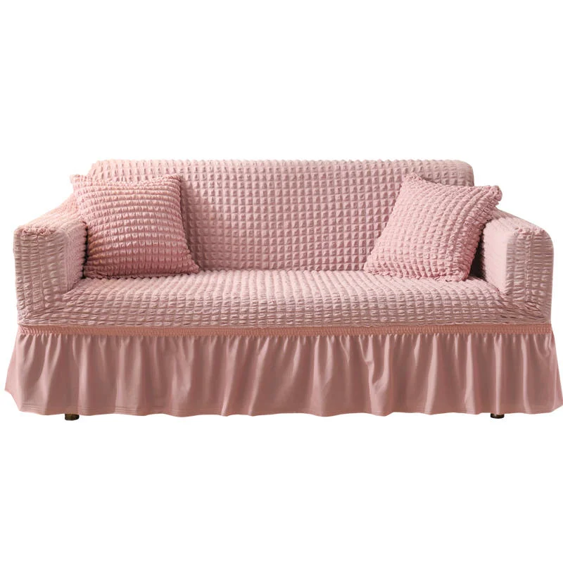 Living Room Woven Polyester Bubble Lattice High Elastic 3 Set Sofa Armrest Cover Wholesale with Drop