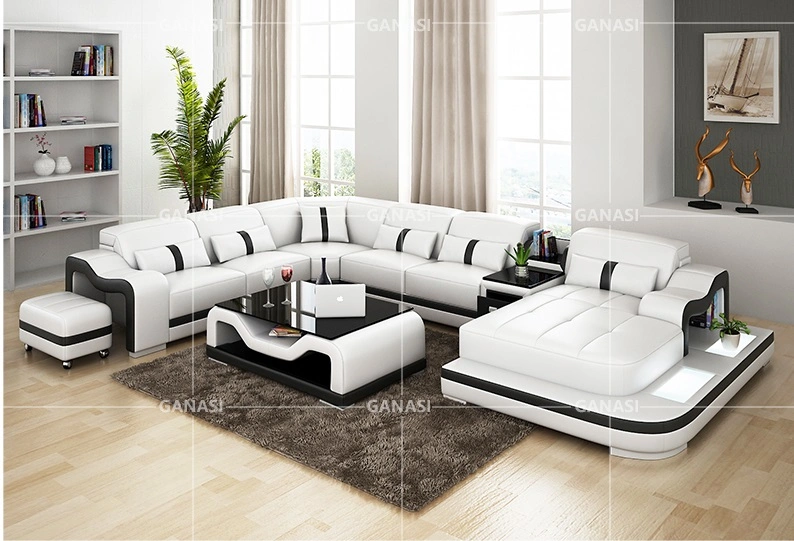 Gorgeous Indoor LED Multiple Seats Classic Leather Sofa