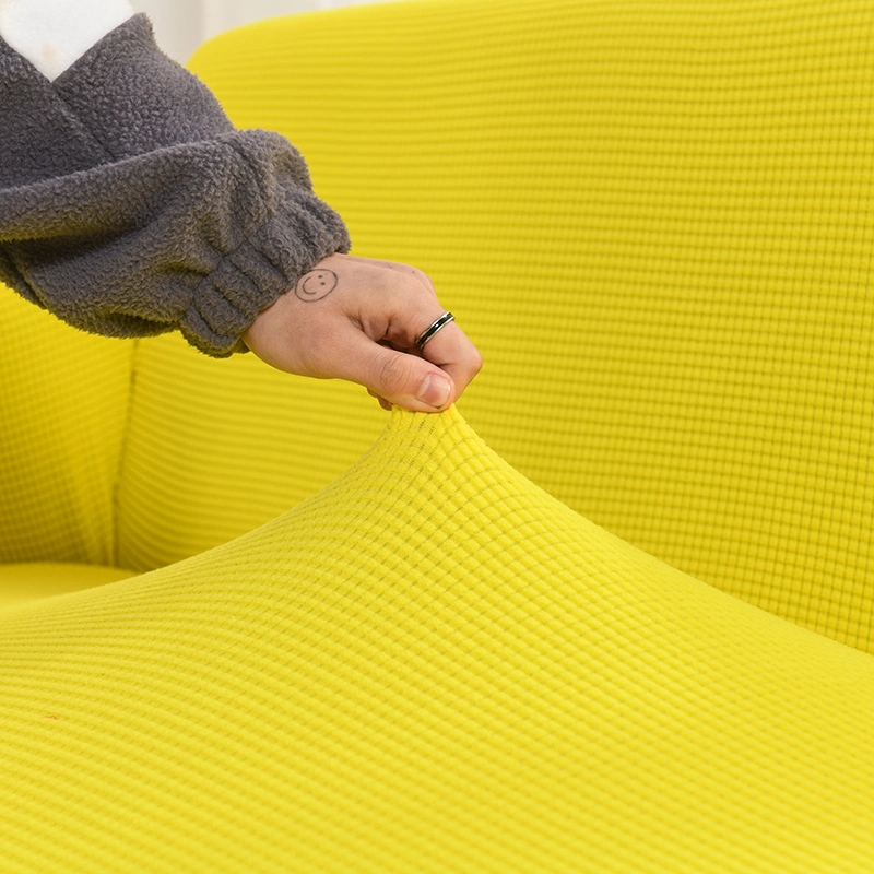 OEM Bear Brown Furniture Sofa Covers Spandex Jacquard Fabric Small Checks Anti-Slip Furniture Protector Sofa Covers