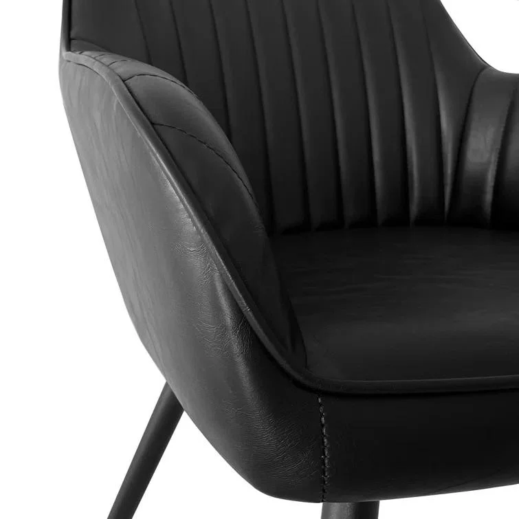 Contemporary Furniture Navy Fabric Upholstered Arm Dining Chairs Restaurant Cafe Chair