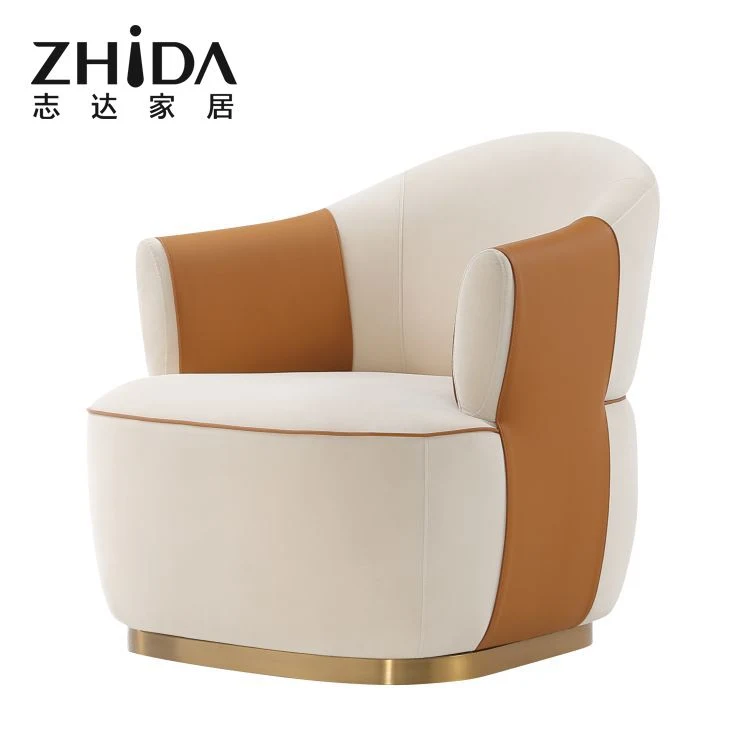 Luxury Relax Velvet Leisure Accent Chair Living Room Furniture Metal Swivel Leisure Modern Fabric Armchair Living Room Home Chair