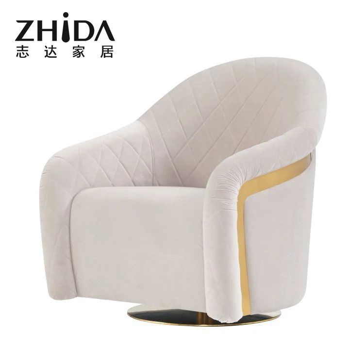 Luxury Relax Velvet Leisure Accent Chair Living Room Furniture Metal Swivel Leisure Modern Fabric Armchair Living Room Home Chair