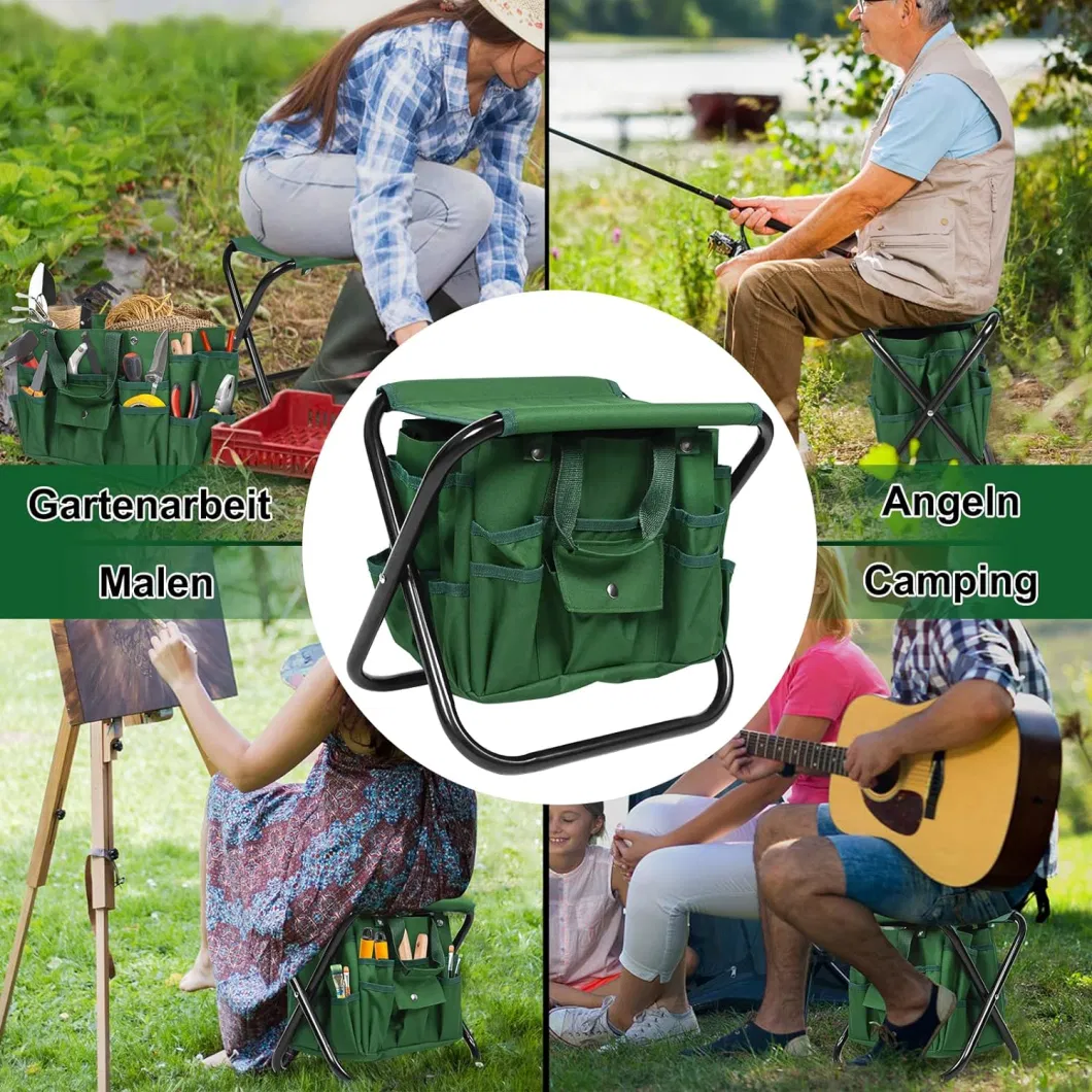 Garden Tools Chair Folding Stool Gardening with Removable Storage Bag Garden