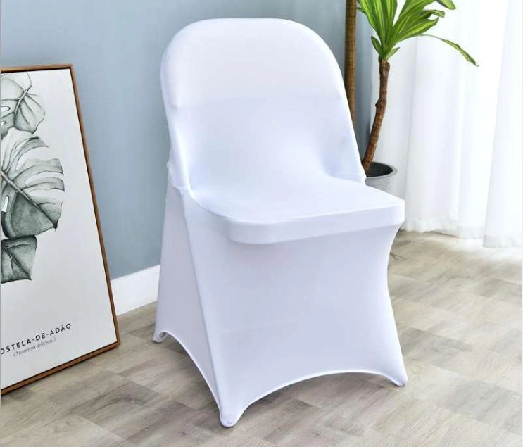 Polyester White Folding Chair Cover Spandex Seat Cover for Wedding