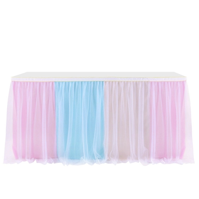 Custom Design 183X77cm Table Skirts Birthday Tulle Table Skirting Wedding Party Tutu Tulle Table Skirt Baby Shower Wedding Party Home Decor