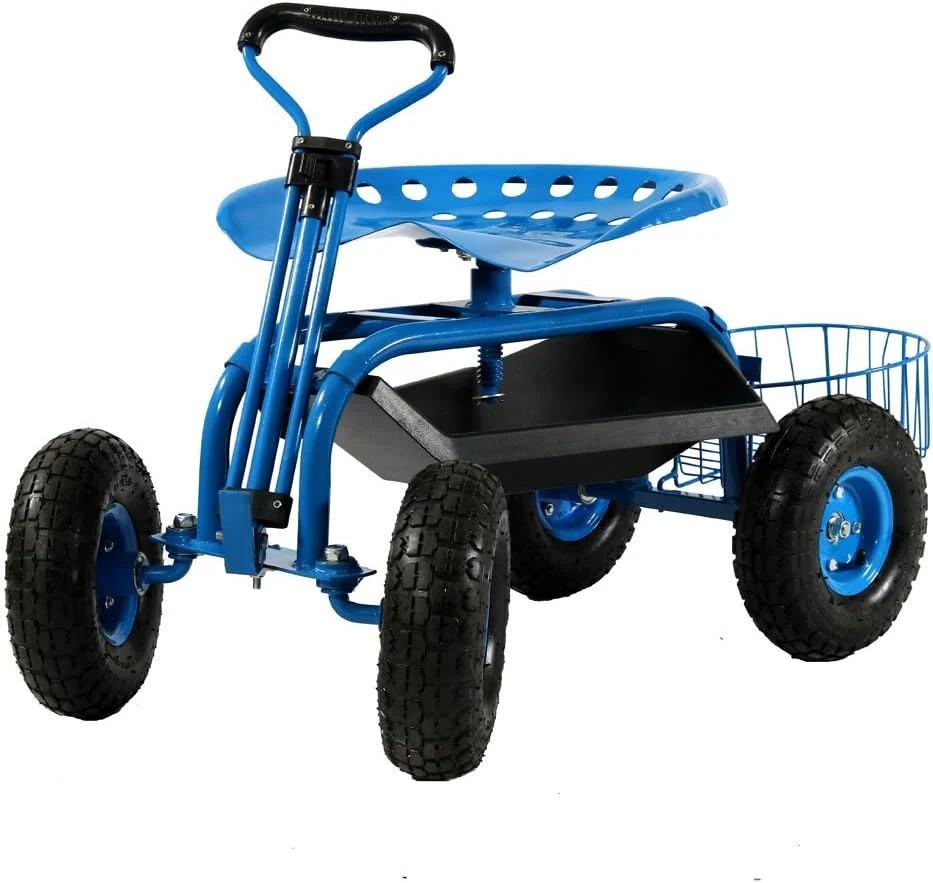 Rolling Garden Cart Scooter with Work Seat and Wheels