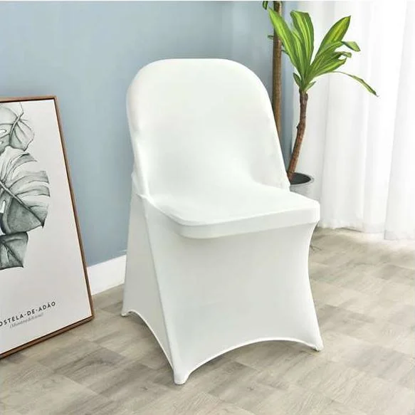 Polyester White Folding Chair Cover Spandex Seat Cover for Wedding