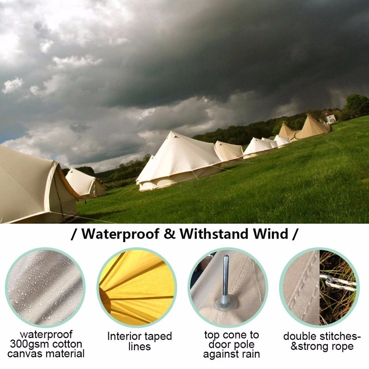 Moistureproof Waterproof Cotton Canvas Bell Tent for Luxury Camping