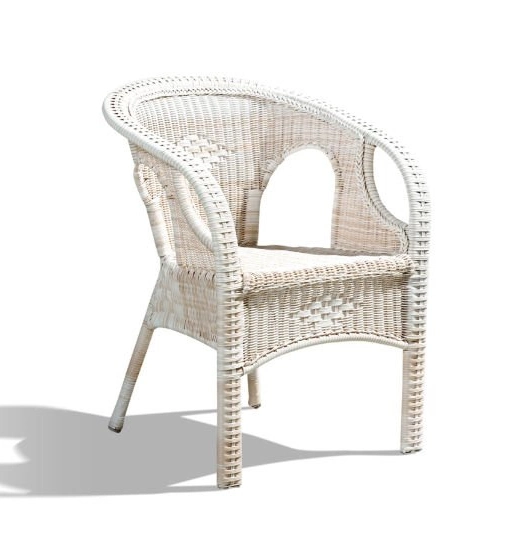 Outdoor Wicker Furniture Garden Chair Single White Rattan Arm Chair