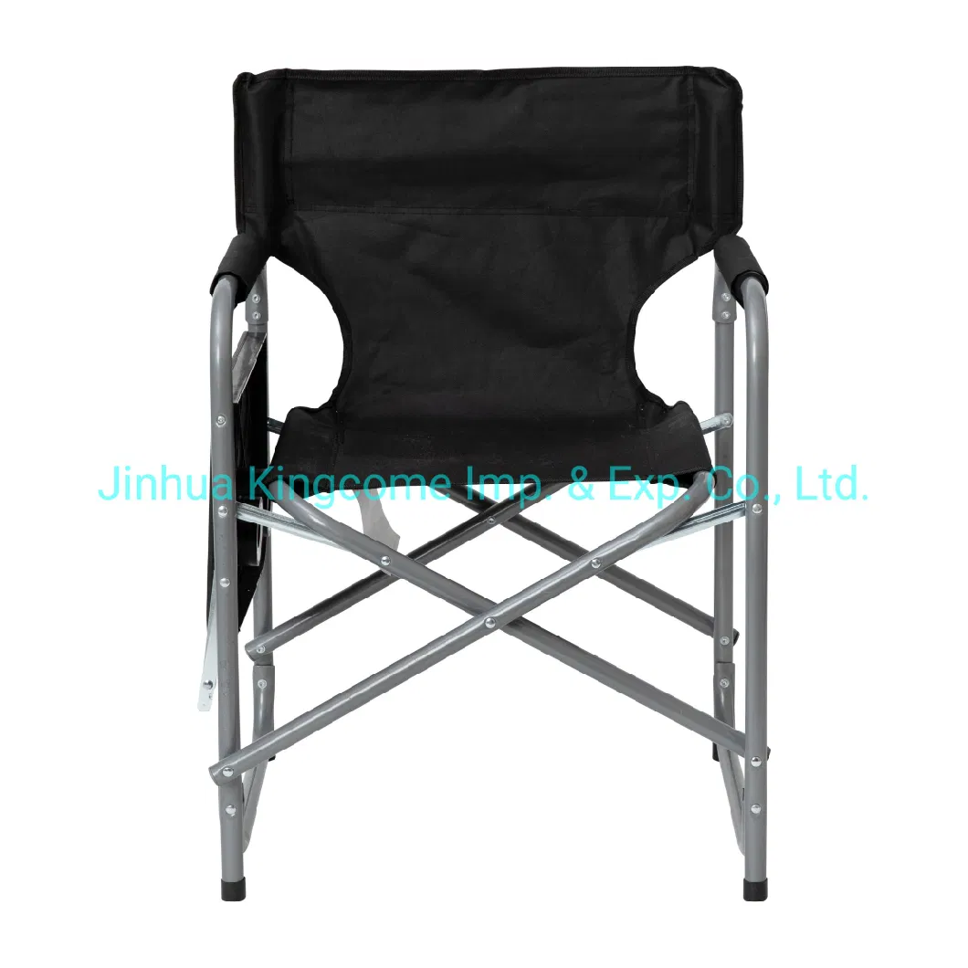 Folding Black Director&prime; S Camping Chair with Side Table and Cup Holder Fishing Chair